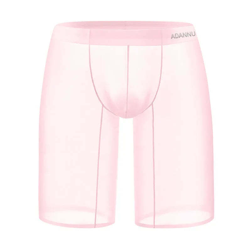 Men's solid colour seamless nylon lounge shorts in black, shown on a model.