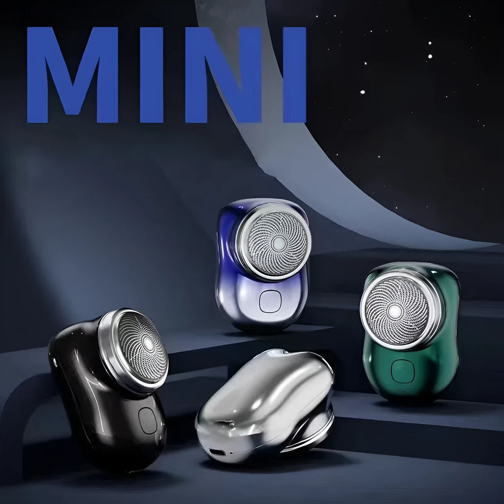 Rechargeable travel electric shaver with 6-blade floating cutter head in silver