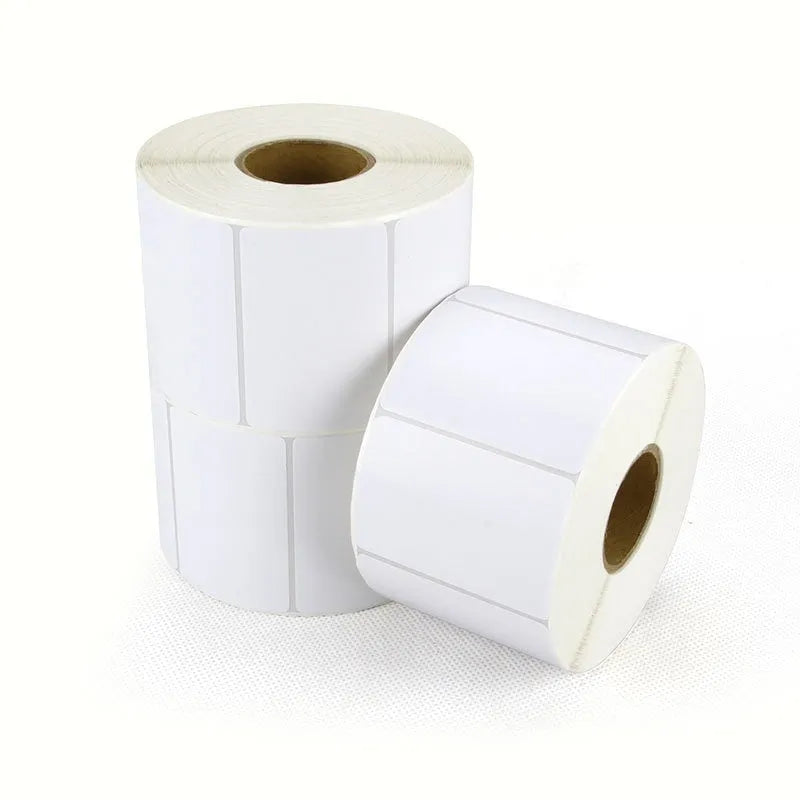 Roll of 160 bright white 40x40mm thermal paper adhesive label stickers for retail pricing