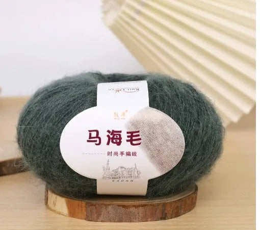 Hand-woven mohair wool ball for DIY scarf knitting projects in multiple colour options