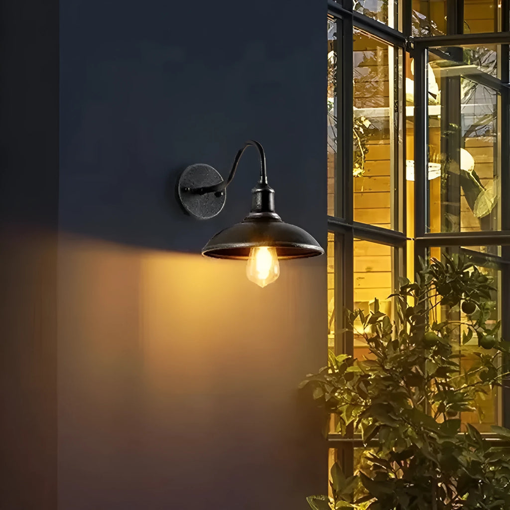 Retro style villa courtyard wall lamp in copper or silver finish with right angle or bevel mounting options