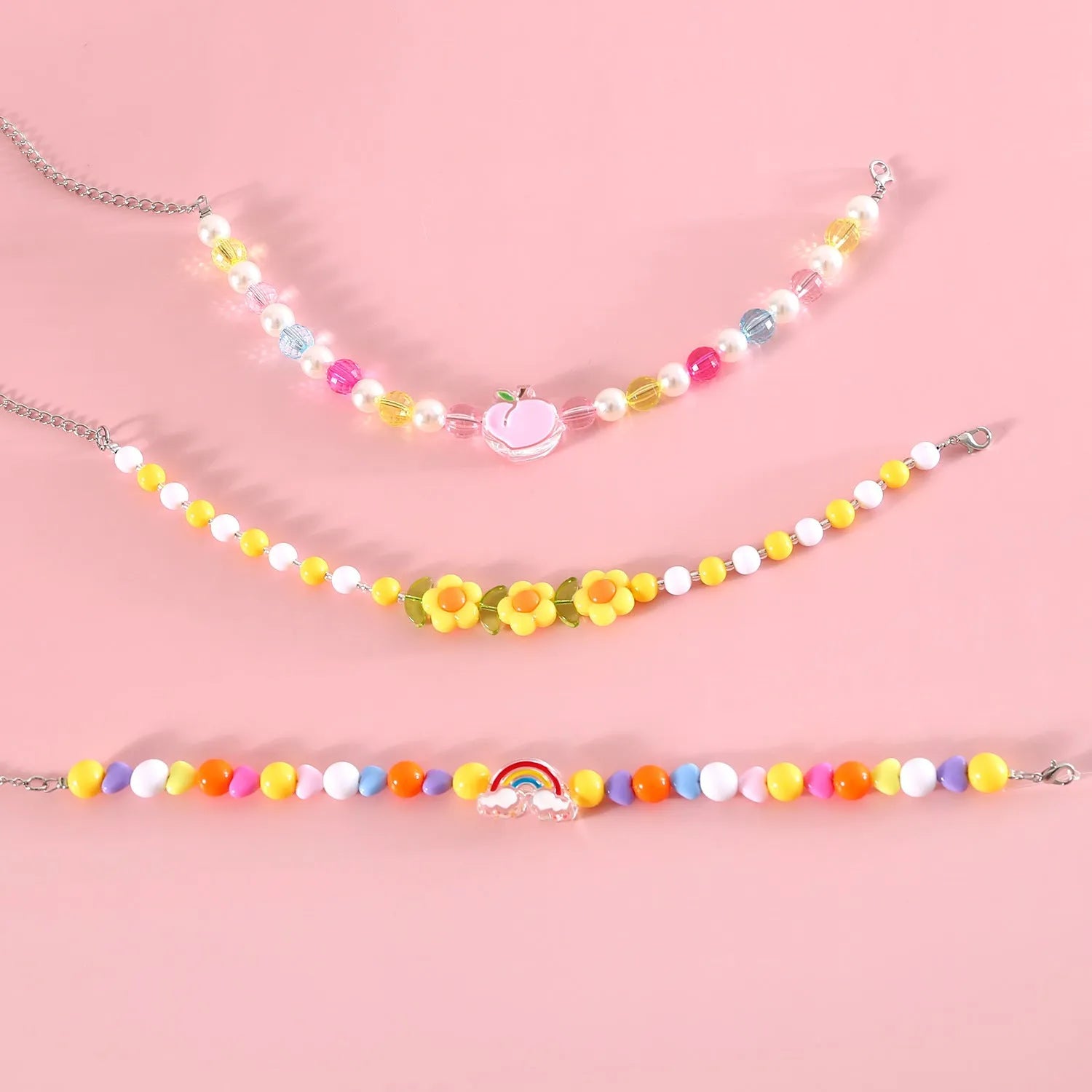 Colourful plastic pearl bead pet necklace for dogs and cats with adjustable sizing options