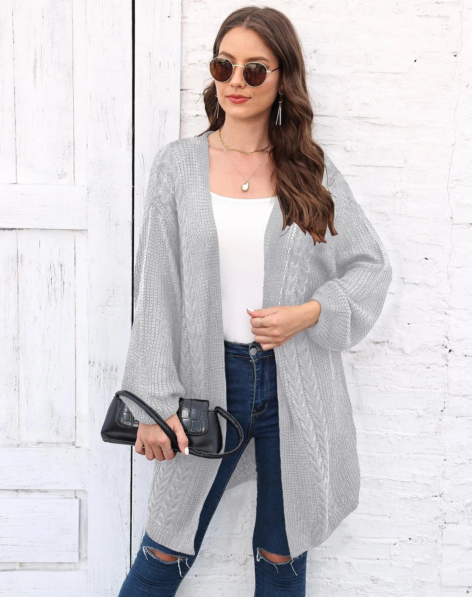 Women's loose acrylic sweater coat in free size with European American styling