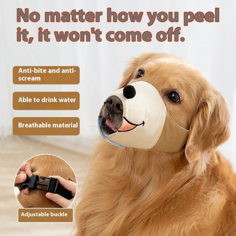 Canvas dog muzzle in Ollie Brown Bear colour, shown in size L for dogs 12.5-30kg.