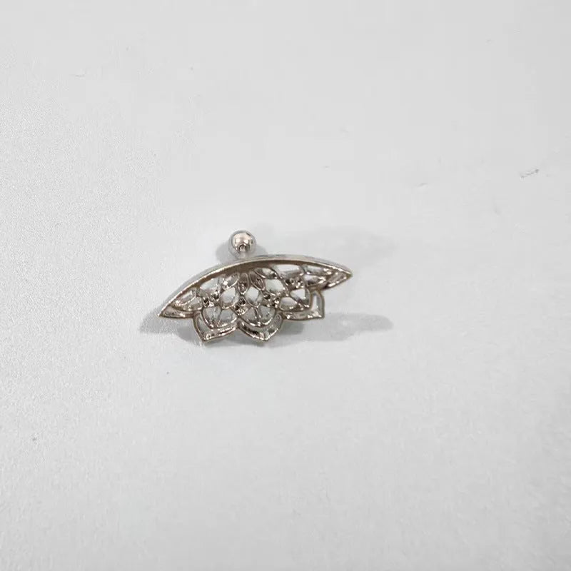 Spider web geometric mesh stud earrings in gold or silver electroplated metal for Halloween jewellery