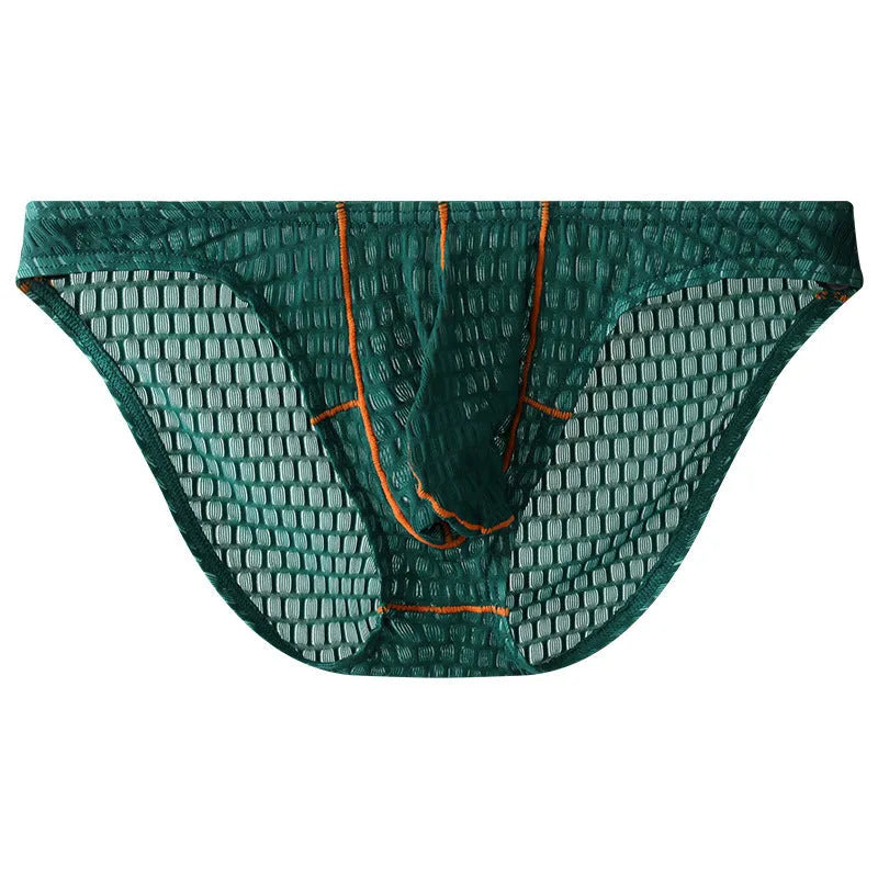 Men's ice silk low waist lace briefs in multiple solid colours on size chart
