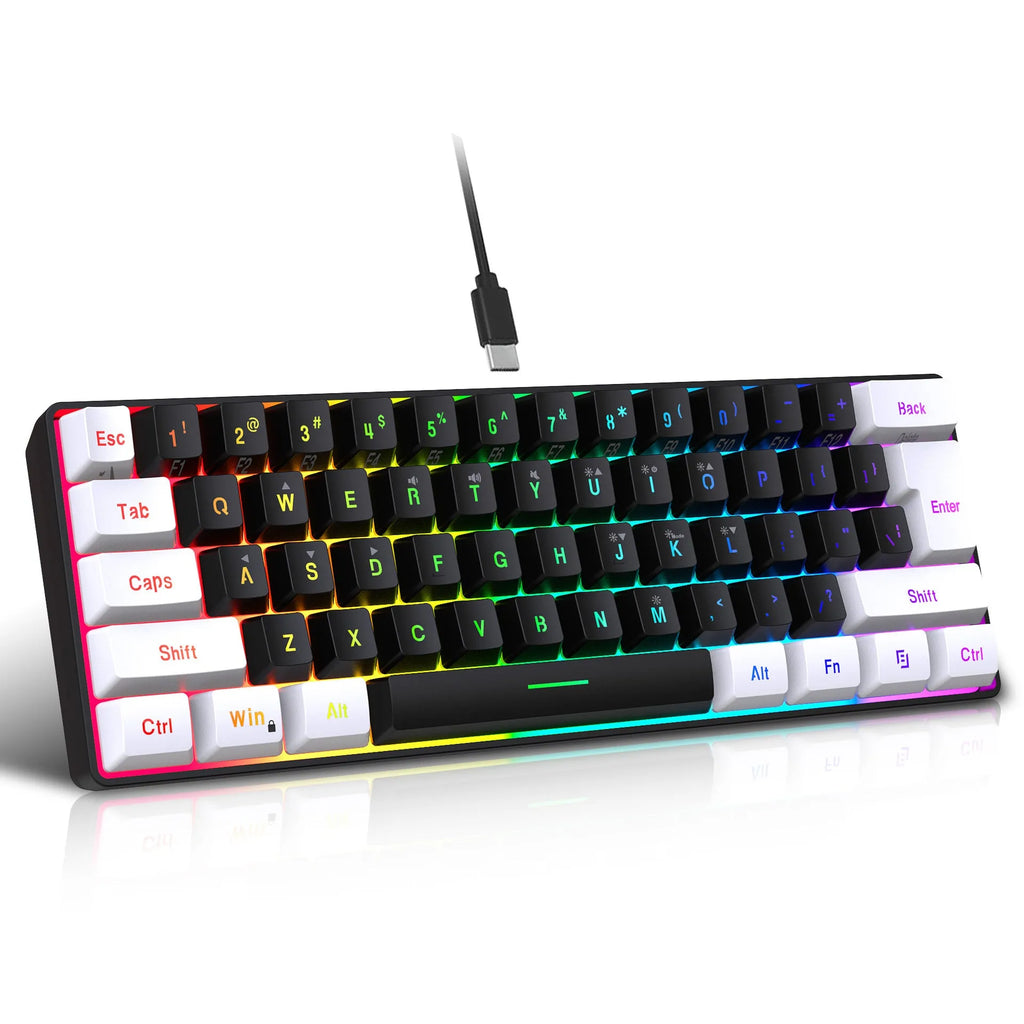 Wired 61 key membrane keyboard with USB cable in white and black colour