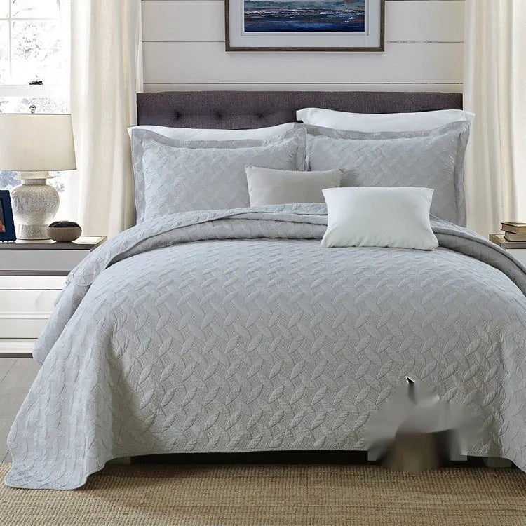 Pure cotton bed cover set showing damask pattern option with bed sheet, duvet cover and pillowcases