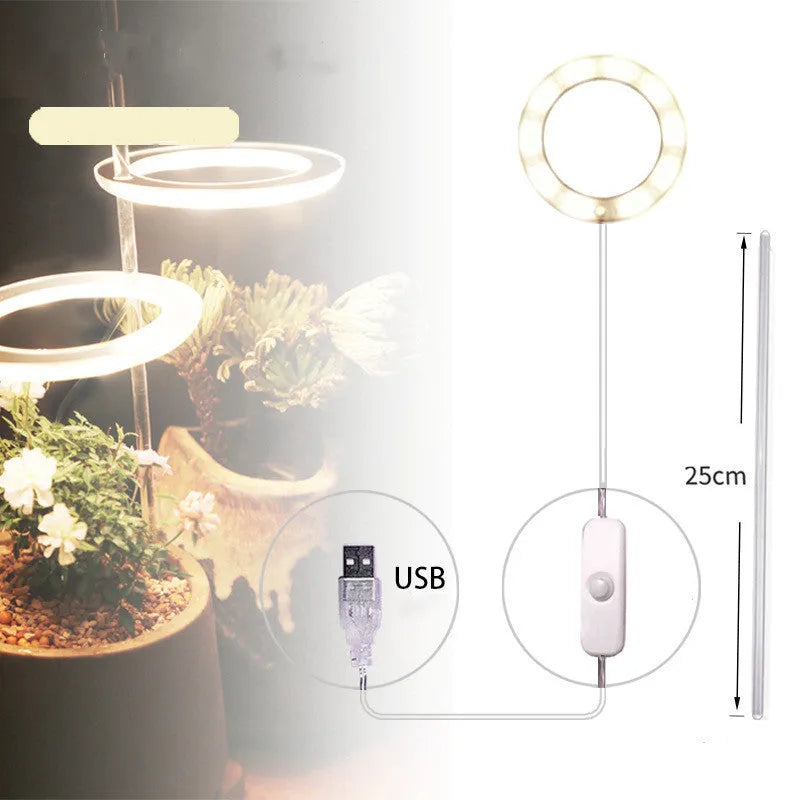 USB LED plant growth light with transparent housing and acrylic mounting stick