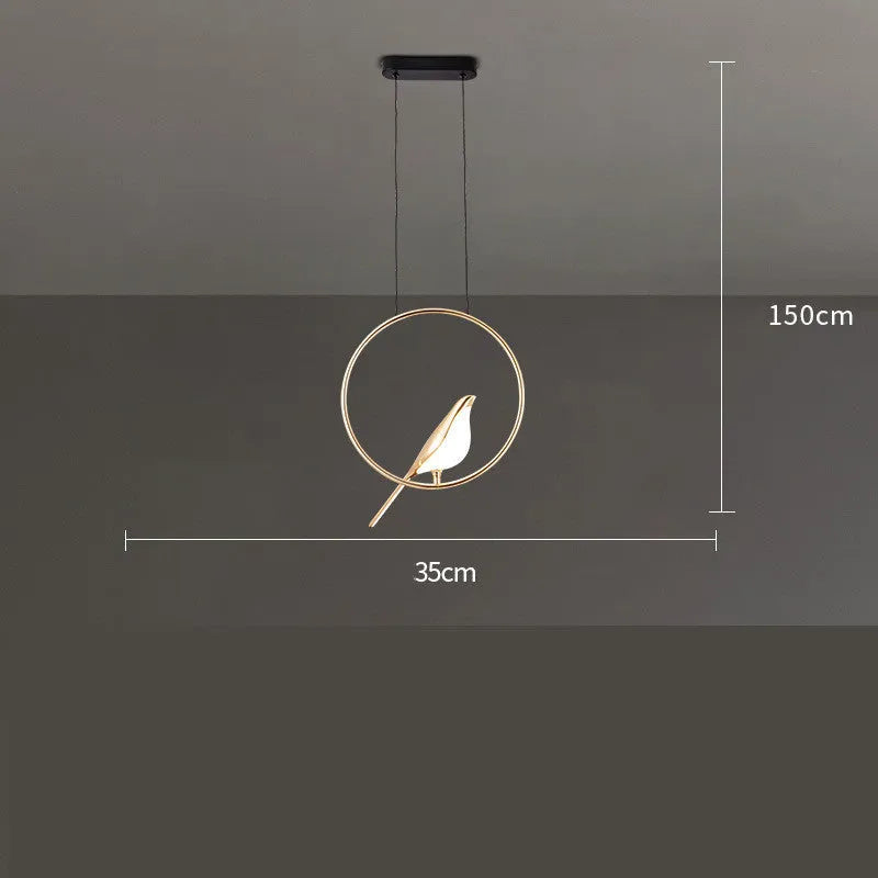 Modern minimalist magpie bird LED chandelier with zinc alloy and acrylic construction