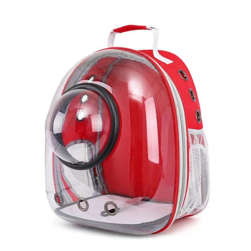 Grey hard-shell pet carrier bag with side opening for medium-sized cats or small dogs.