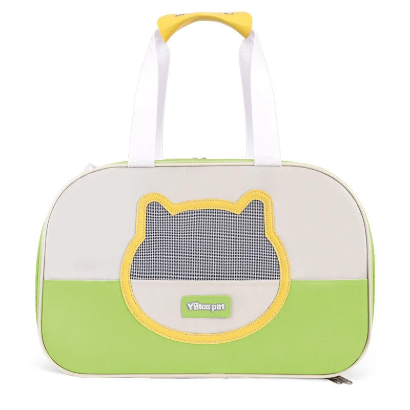 Outdoor portable foldable cat backpack pet carrier in Oxford cloth with contrast colour pattern
