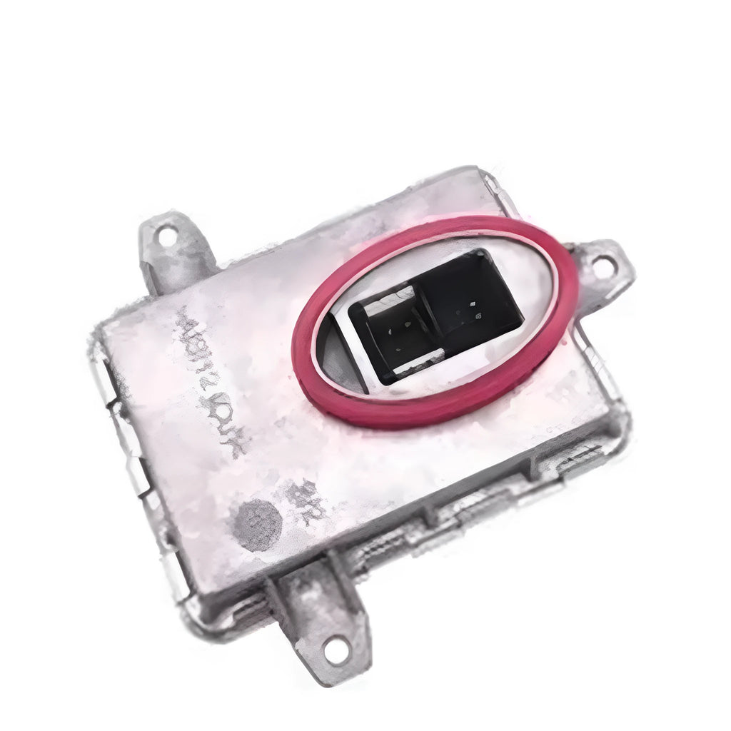 Metal automotive headlight ballast replacement part showing its 14x11x4.5cm dimensions