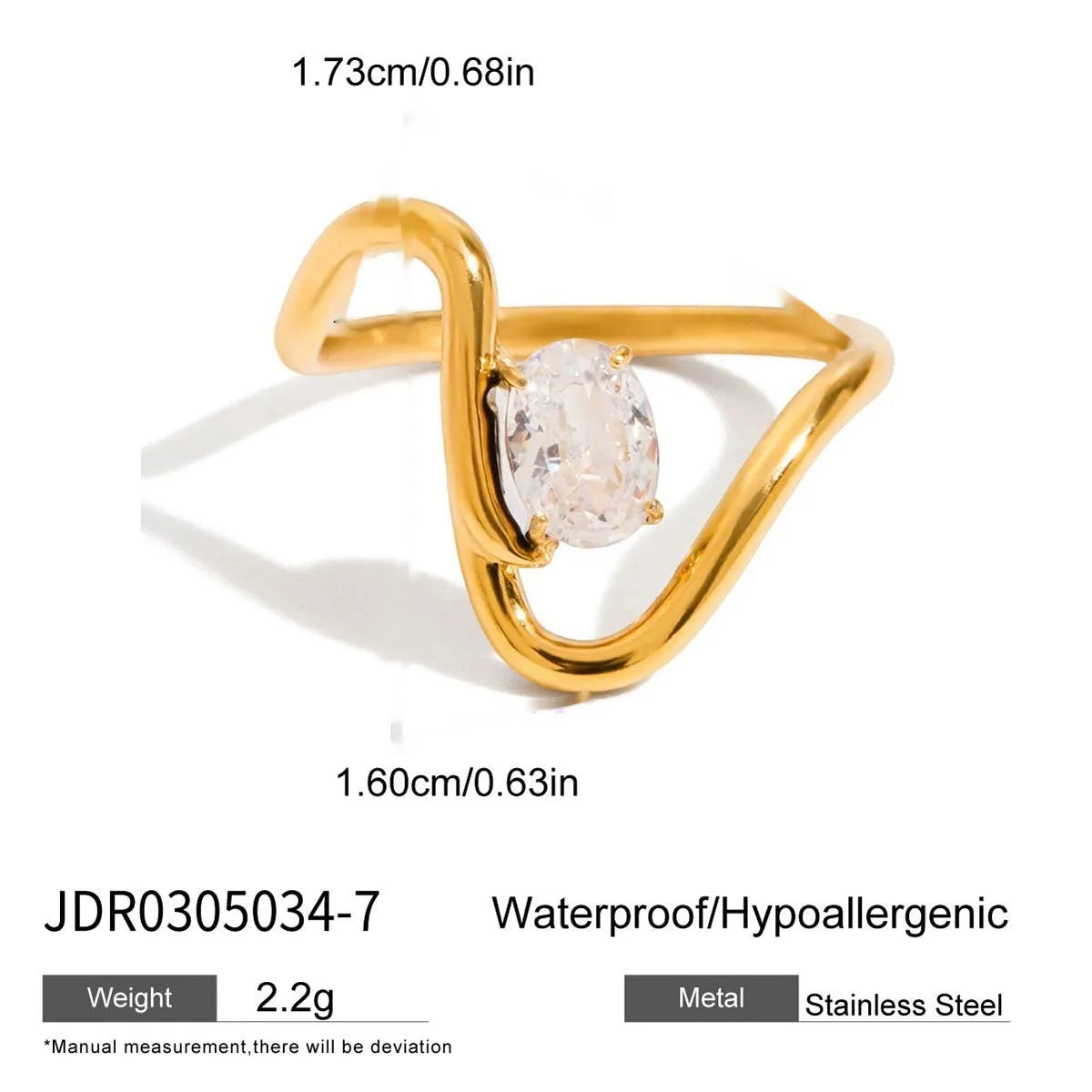 Geometric titanium steel zircon ring in a European American style on a plain background.