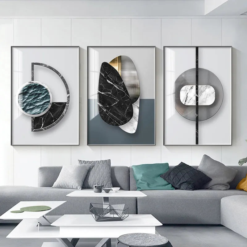 Abstract geometric pattern canvas wall poster in multiple size options