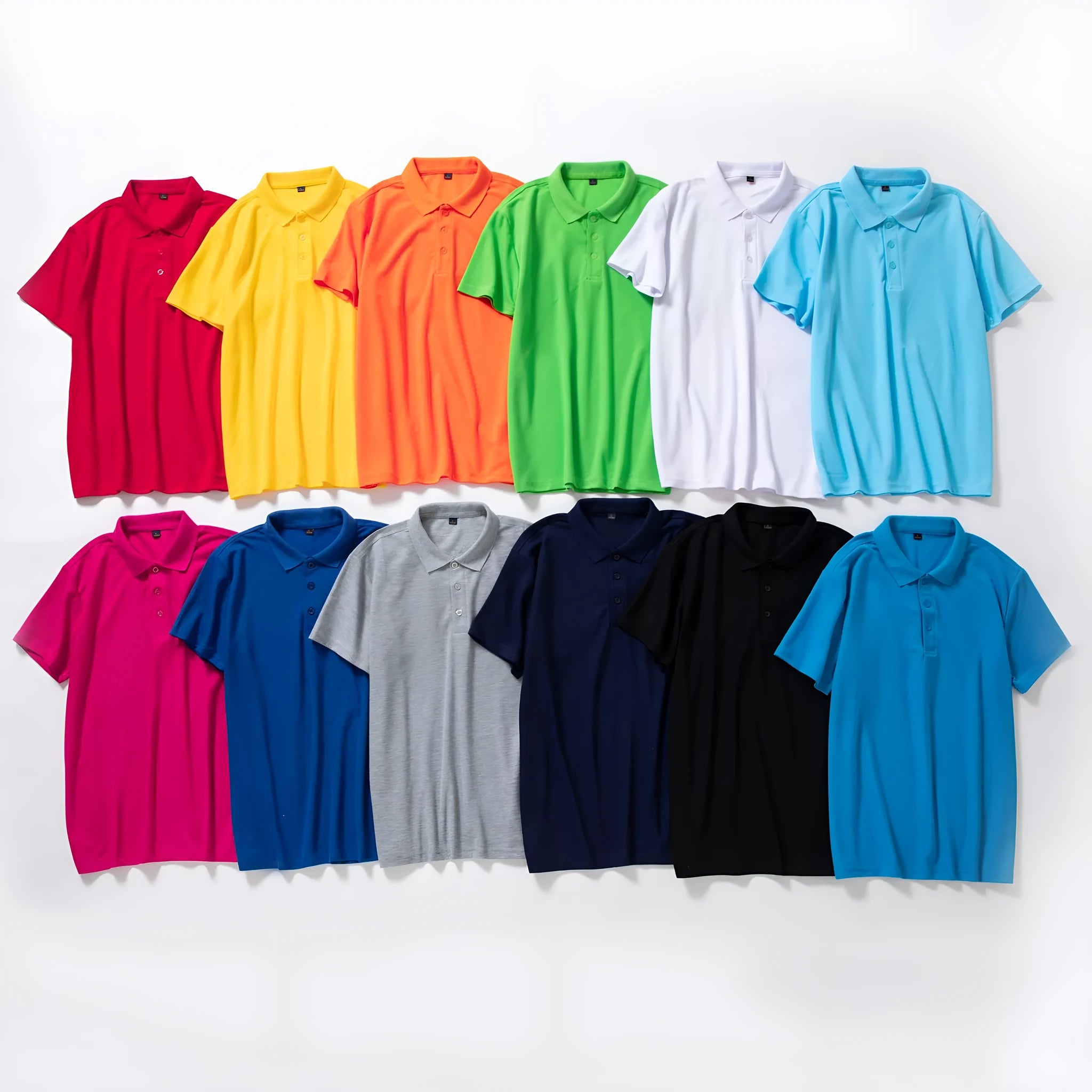 Cotton short sleeve polo shirt in solid colour for office work uniform