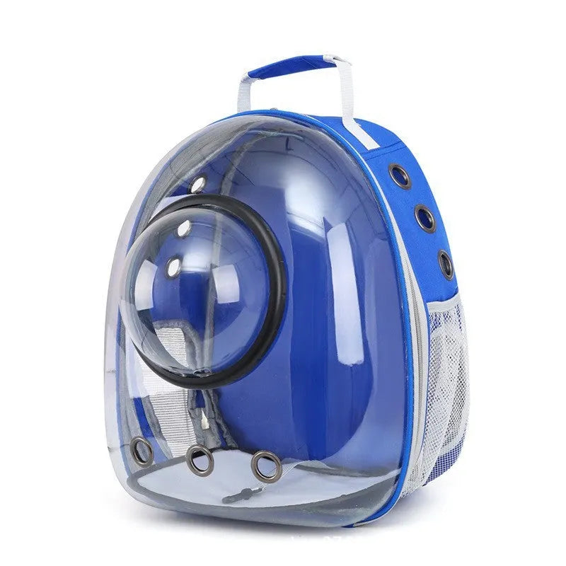 Grey hard-shell pet carrier bag with side opening for medium-sized cats or small dogs.