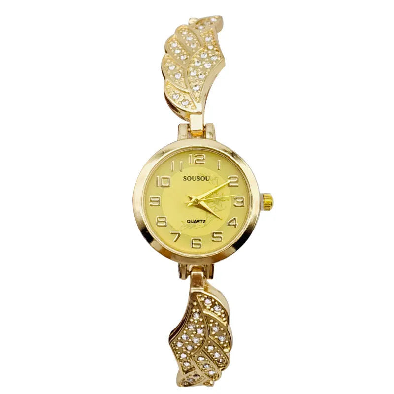 Women's stainless steel watch with round dial on a metal strap with Vachette clasp.