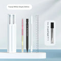 Plastic six pens pencil case in three colour options showing portable pen storage design