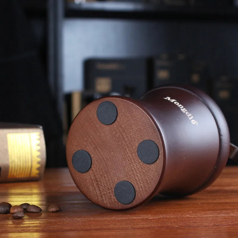 Manual coffee machine solid wood barrel hand crank grinder in coffee colour finish