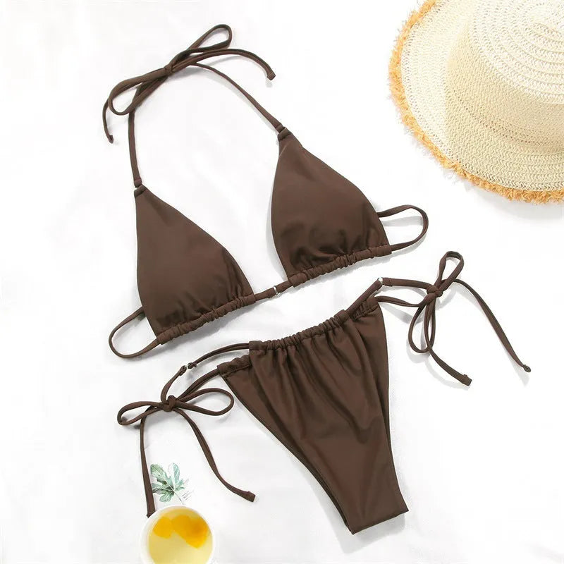 Women's polka dot print bikini swimsuit in multiple colour options