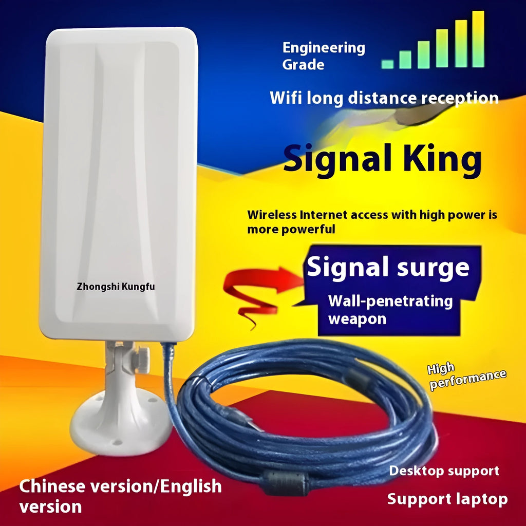 White USB wireless network adapter with high power transmission for 2.4GHz Wi-Fi connectivity
