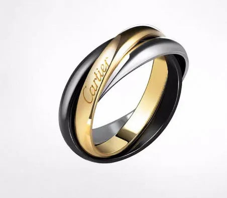 A silver couple ring with a U-shaped geometric design, shown in a choice of full diamond, half diamond, or no diamond settings.