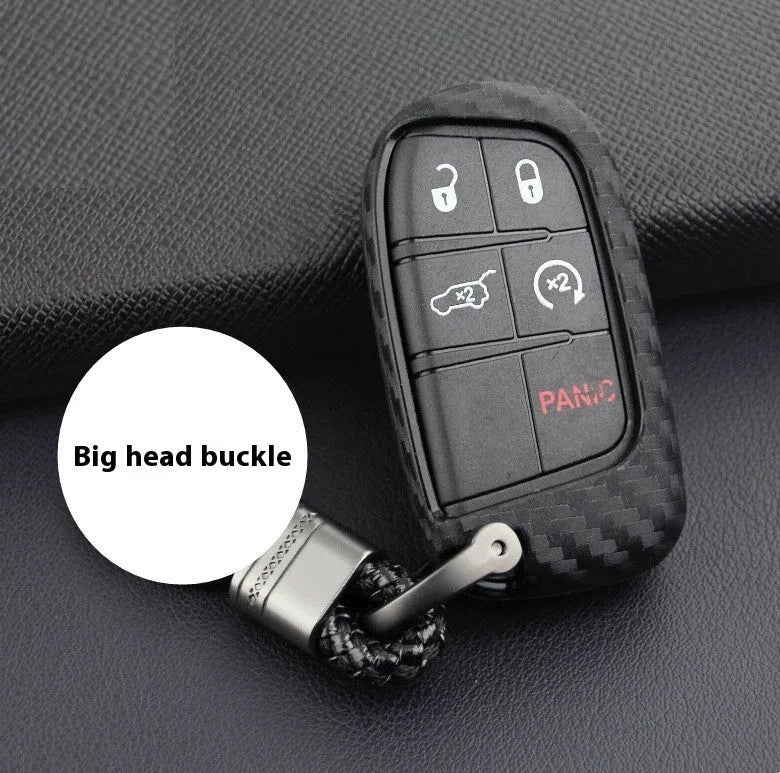 Silicone car key case with carbon fibre design for Dodge Chrysler Fiat remote keys