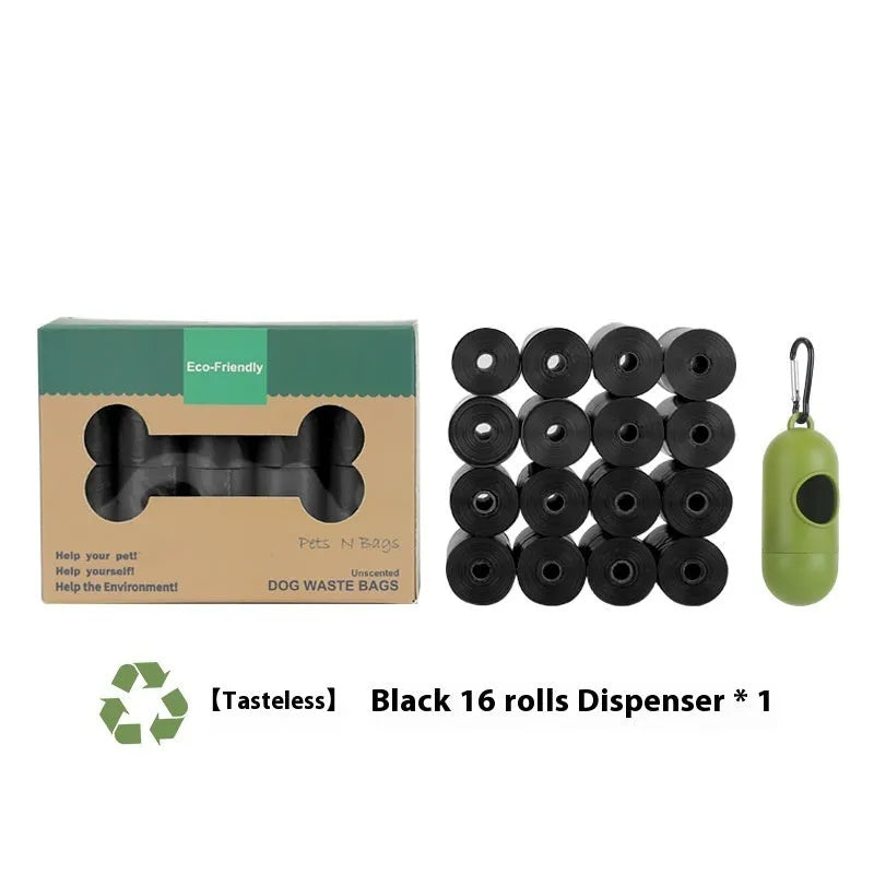 EPI degradable pet waste bag roll and dispenser in green colour