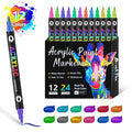 Set of double-headed washable acrylic marker pens in assorted colours, showing two tips on each pen.