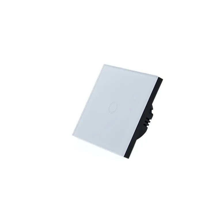 Type 86 tempered glass touch light switch for wall mounting in black, gold, or white.