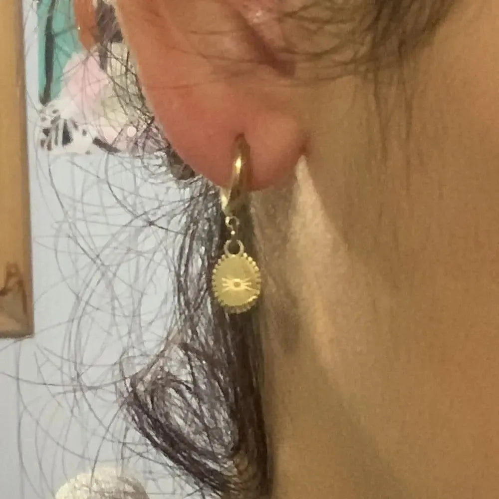 Geometric oval stainless steel ear button earrings with ellipse design in colour XY-EH005
