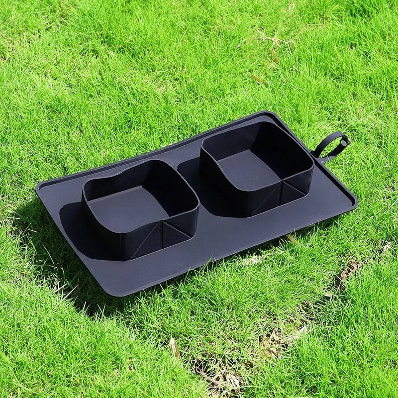 Double Foldable Silicone Dog Bowl for Medium to Large Dogs and Cats with 600ml Capacity Eco-Friendly Pet Bowl in Green or Grey 39 x 23.5 x 5 cm Portable Travel Bowl for Water and Food Easy Storage Jumps and Folds Flat Compact Design