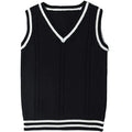 Women's slim fit V-neck knitted waistcoat sweater with striped stitching in acrylic fabric.