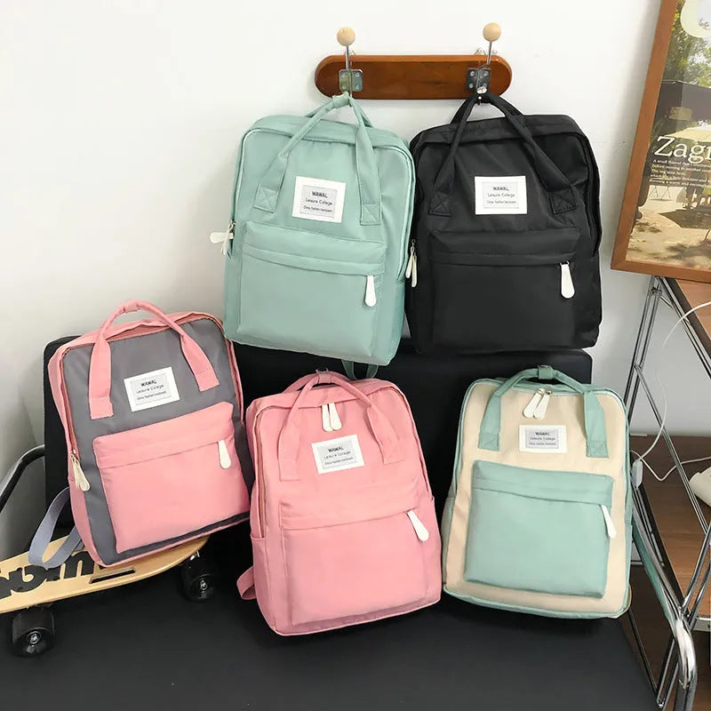 Commuter versatile large capacity Oxford cloth backpack in solid colour for leisure travel