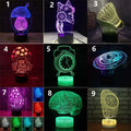 Remote control 3D LED desk lamp with colourful acrylic design and USB power cable