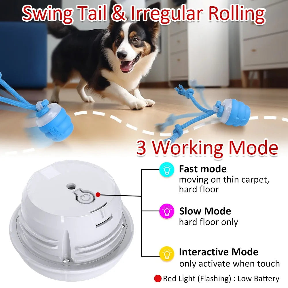 Sapphire blue electric toy ball with built-in dog leash for small and medium dogs