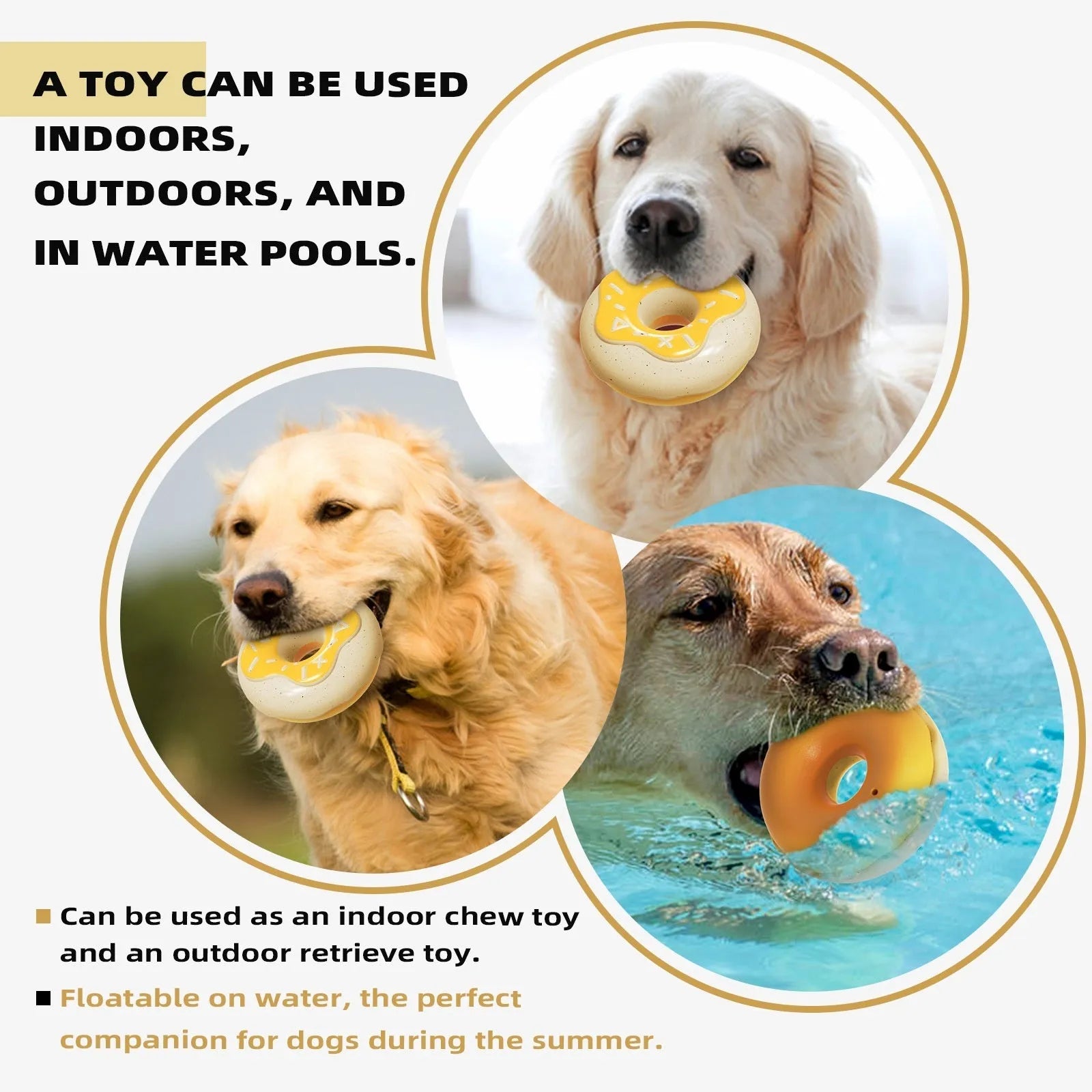 Pink donut-shaped dog dental toy with textured surfaces for molar cleaning