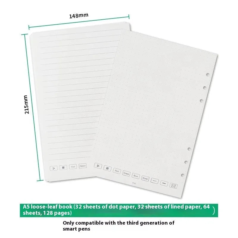 Loose spiral notebook refill pack showing Zodiac Forest Paper pages, ballpoint, pencil and plastic refills with metal cores