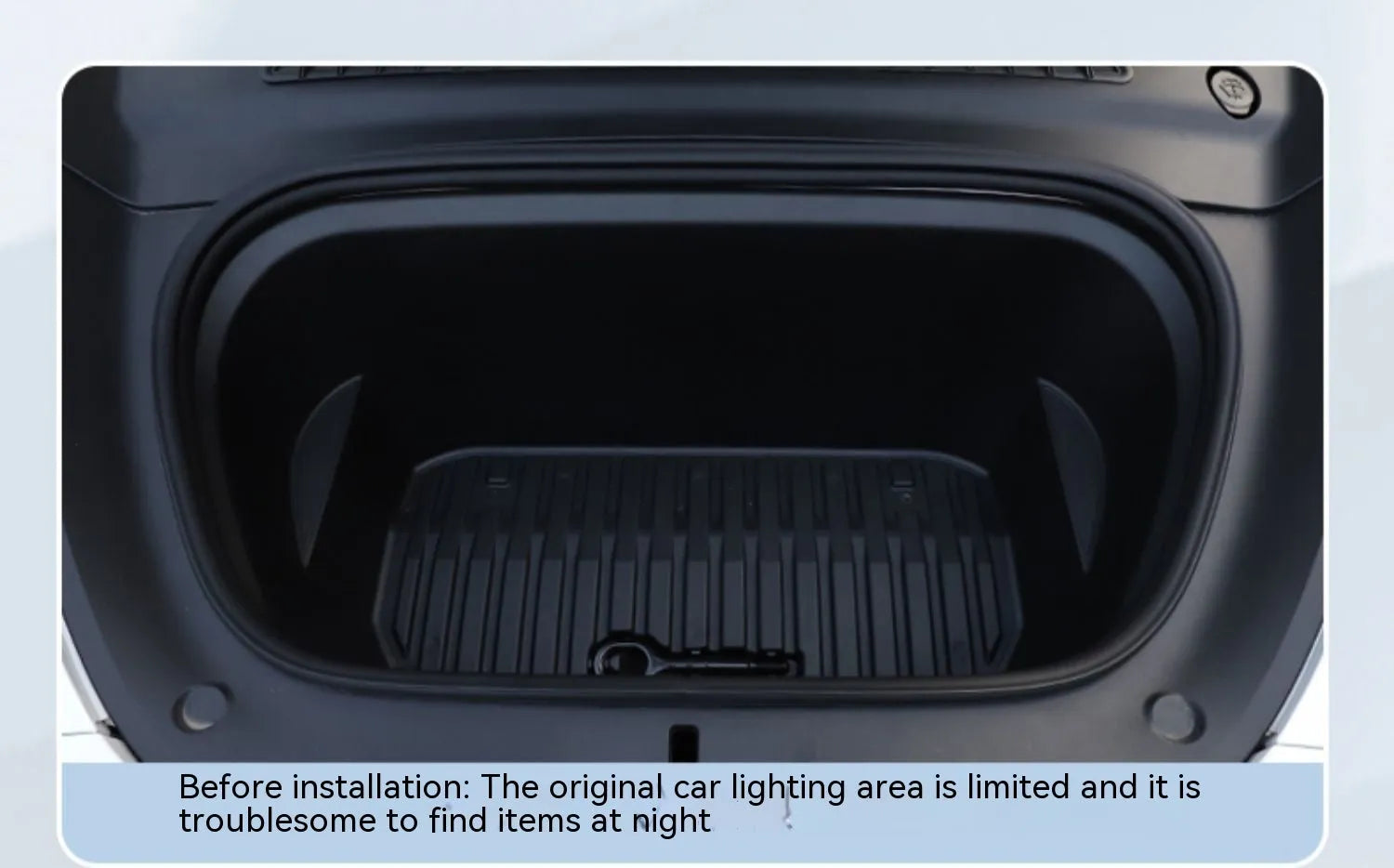 Tesla Model 3 and Y front centre console soft silicone ambience light in ice blue, pure white, and warm white options.