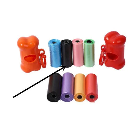 Coloured dog poop bags for waste cleanup showing 22.5 x 30 cm dimensions