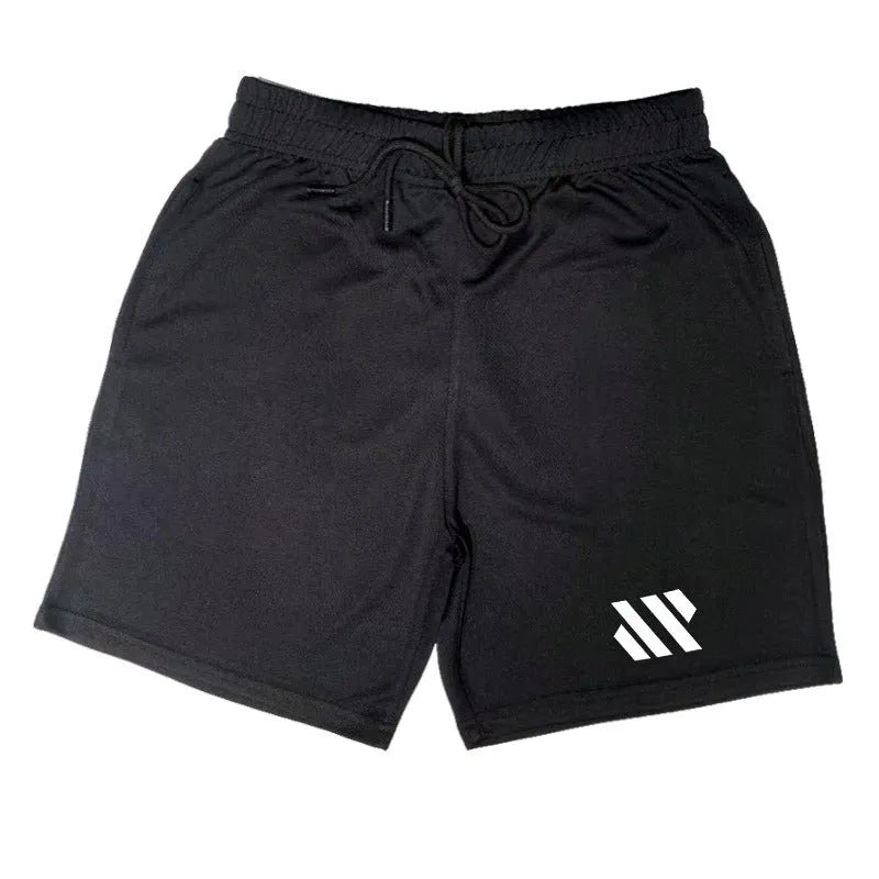 Pair of loose-fitting metal silk sports shorts for running, shown in one of nine available colours.