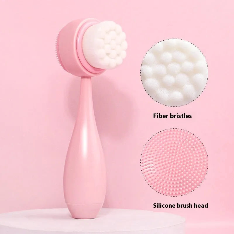 Facial brush set with coral fleece hair band and nylon bristle brush in multiple colour options