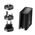 White multi-port fast charger with PD and QC support showing multiple USB ports.