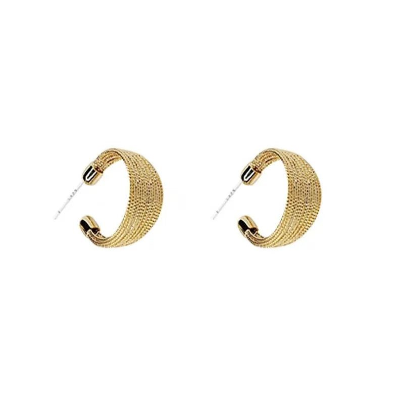 Multi-layer simple bracelet earrings geometric design silver gold electroplated copper earring set