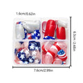 American Independence Day press-on false nails with red, white and blue star design in short square shape