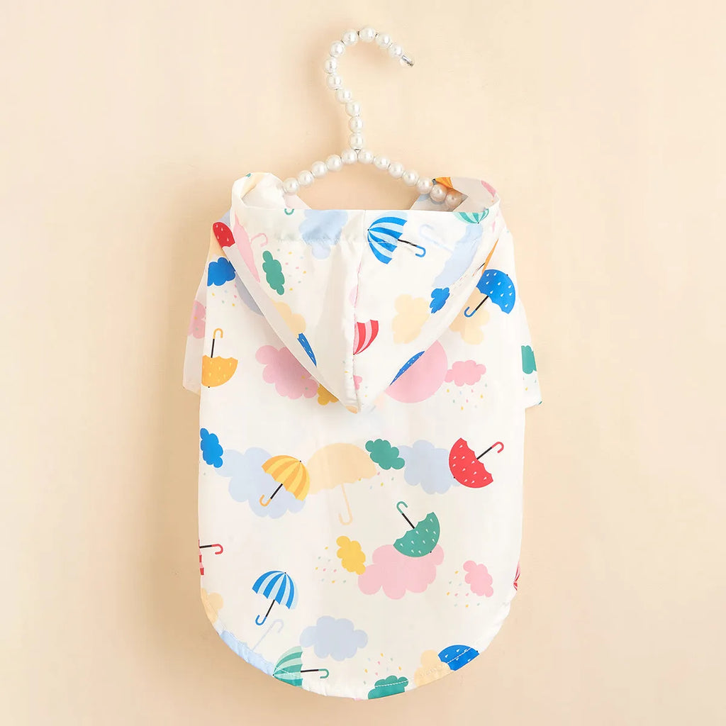 Cartoon umbrella pattern dog raincoat in polyester available sizes XS to XL