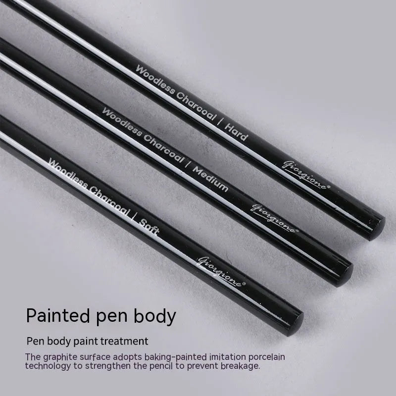 Solid graphite and carbonised drawing pencil set on a suction card pack.