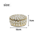 French gold European style jewellery storage box with transparent crystal glass sides and lid.