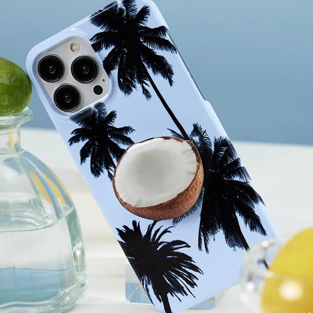 Summer Coconut design TPU iPhone case with bracket combination option for iPhone 14 13 12 11 X models